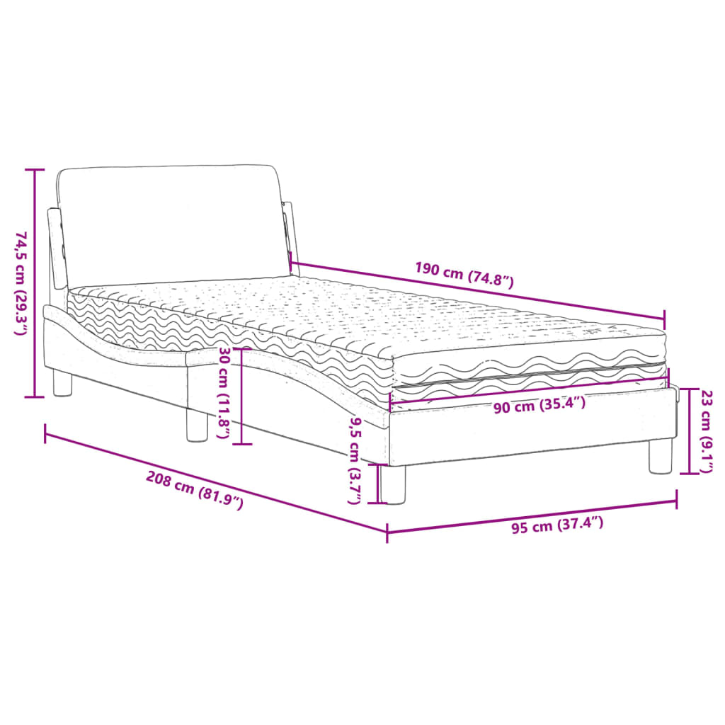 Bed met matras "Dover" stof taupe 90x190 cm is nu te koop bij PeponiXL, paradijselijk wonen!