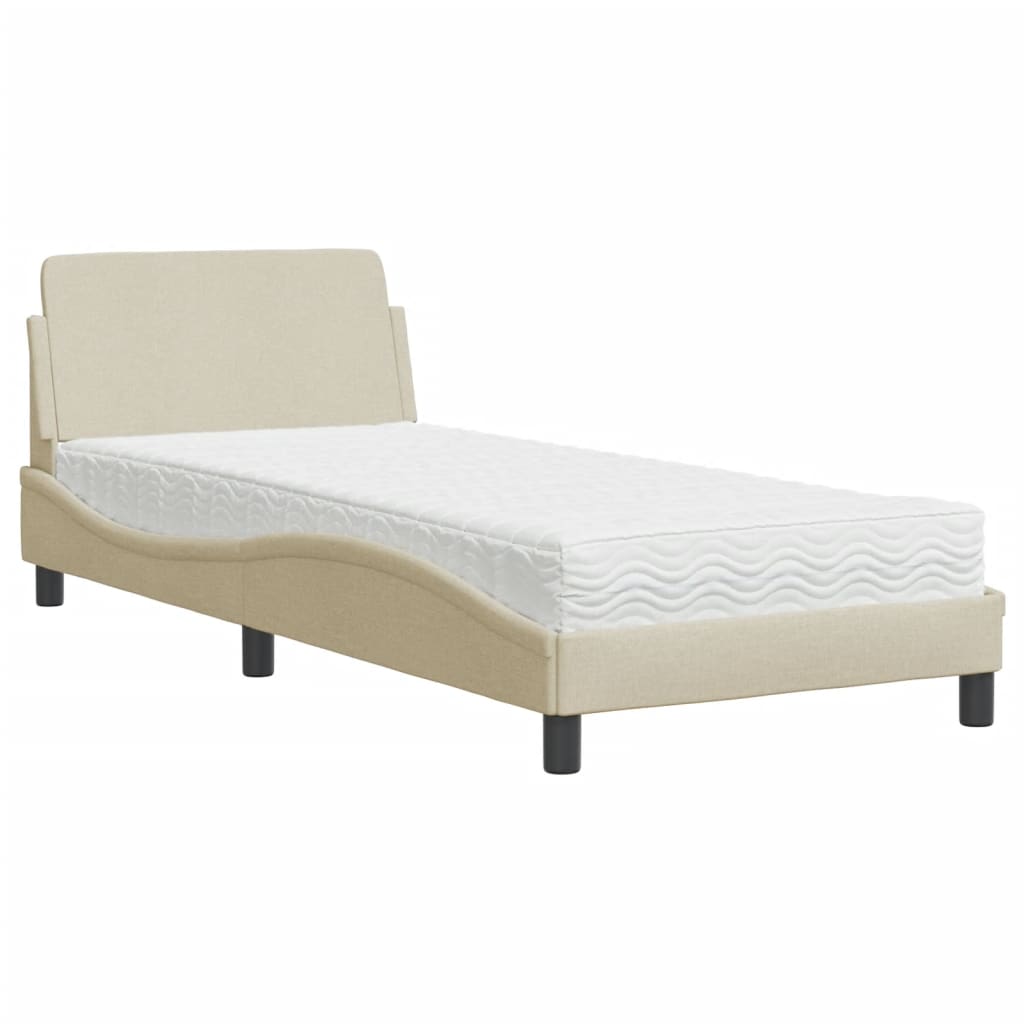 Bed met matras "Dover" stof crèmekleurig 90x190 cm is nu te koop bij PeponiXL, paradijselijk wonen!