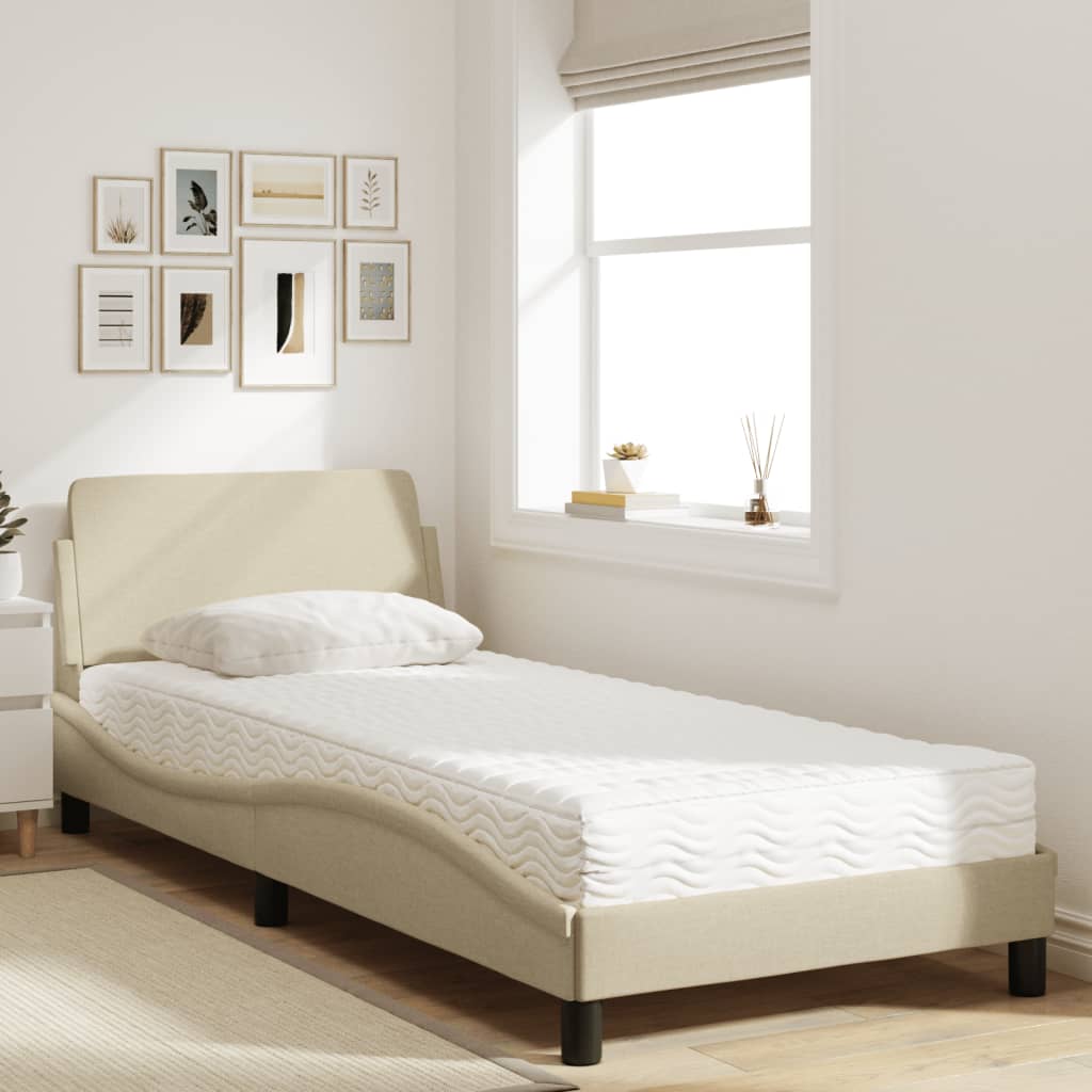 Bed met matras "Dover" stof crèmekleurig 90x190 cm is nu te koop bij PeponiXL, paradijselijk wonen!