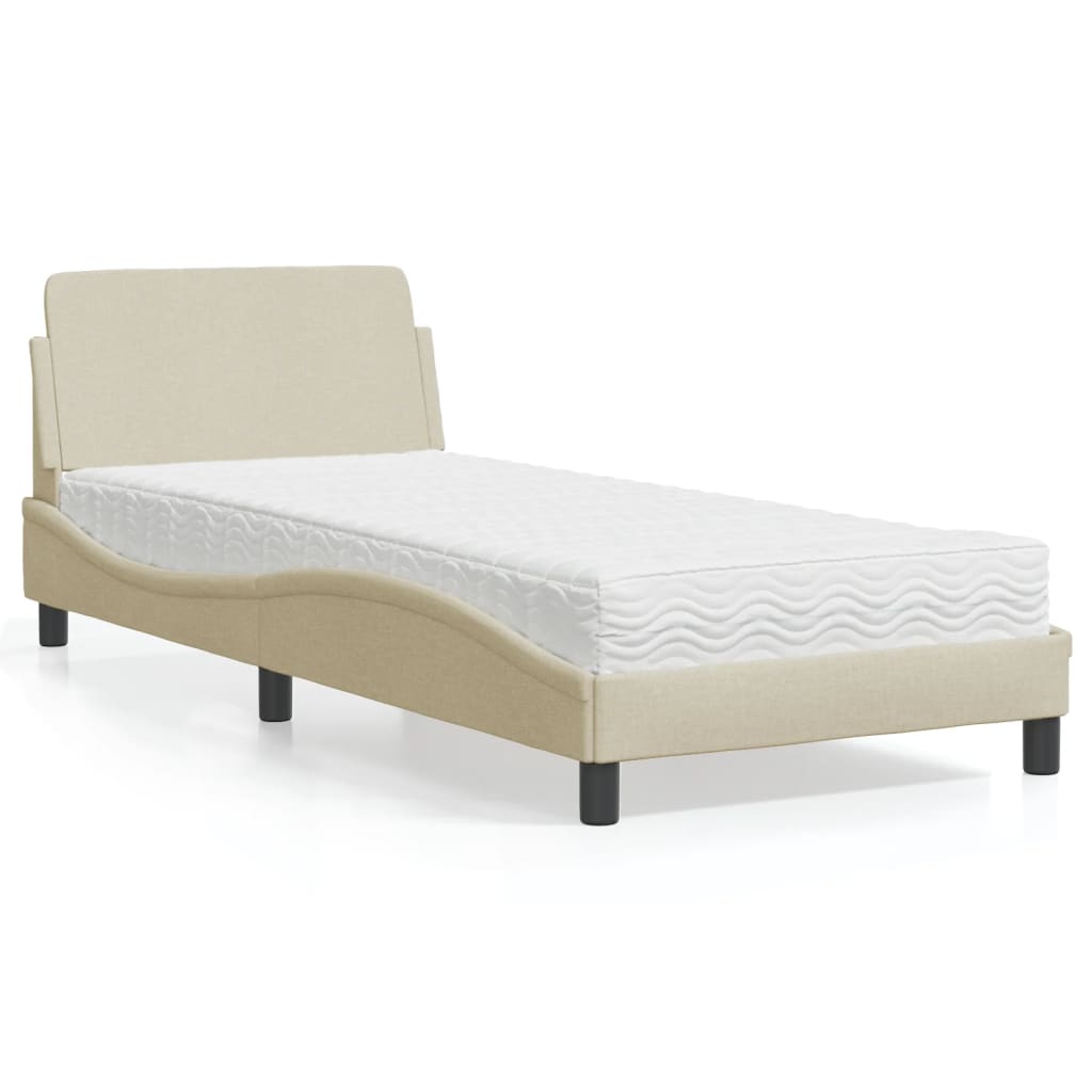 Bed met matras "Dover" stof crèmekleurig 90x190 cm is nu te koop bij PeponiXL, paradijselijk wonen!