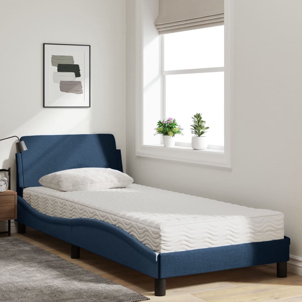 Bed met matras "Dover" stof blauw 90x190 cm is nu te koop bij PeponiXL, paradijselijk wonen!