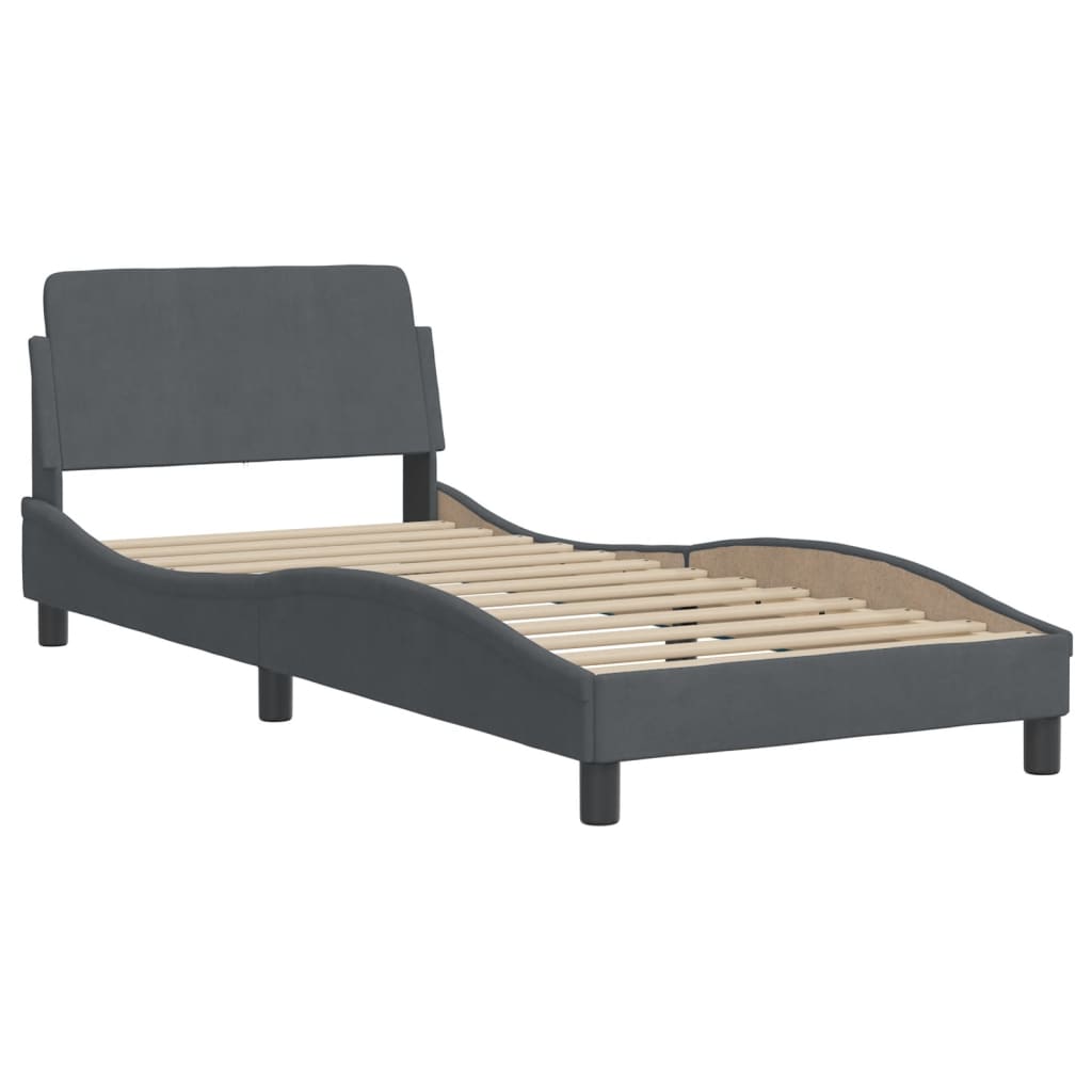 Bed met matras "Dover" fluweel donkergrijs 90x190 cm is nu te koop bij PeponiXL, paradijselijk wonen!