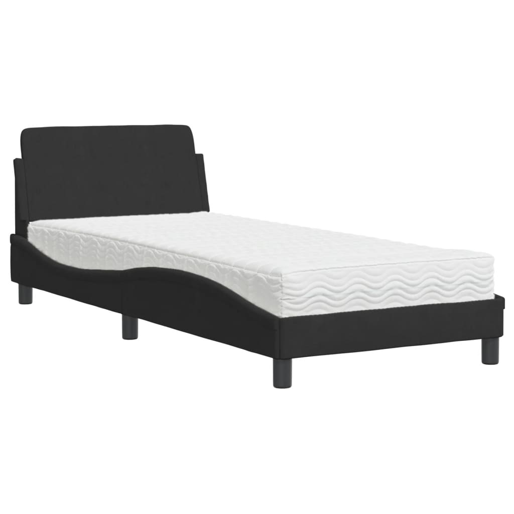 Bed met matras "Dover" fluweel zwart 90x190 cm is nu te koop bij PeponiXL, paradijselijk wonen!