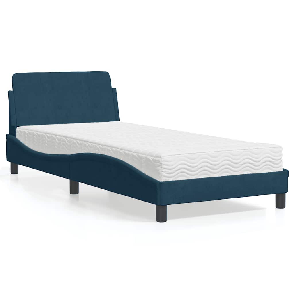 Bed met matras "Dover" fluweel blauw 90x190 cm is nu te koop bij PeponiXL, paradijselijk wonen!