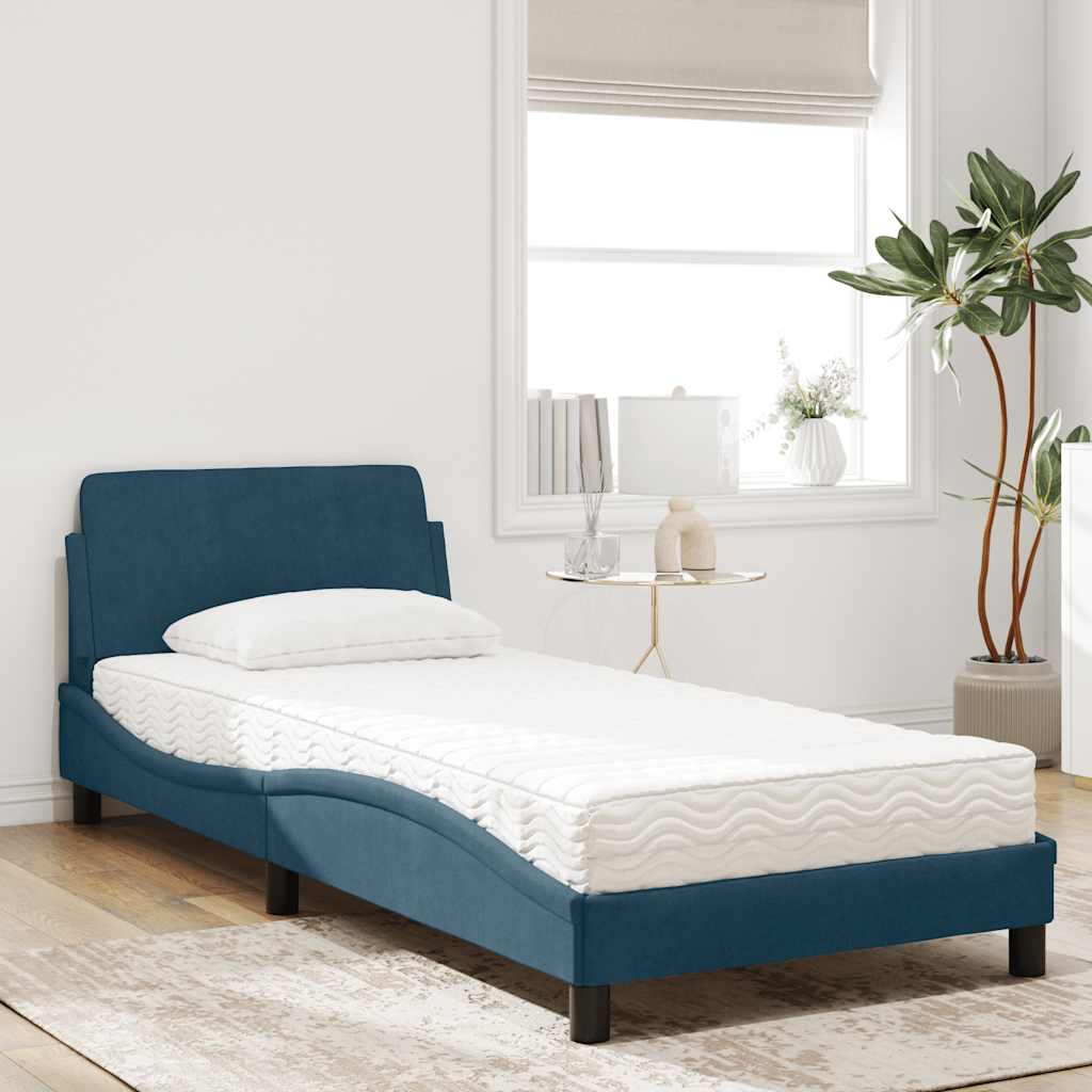 Bed met matras "Dover" fluweel blauw 90x190 cm is nu te koop bij PeponiXL, paradijselijk wonen!