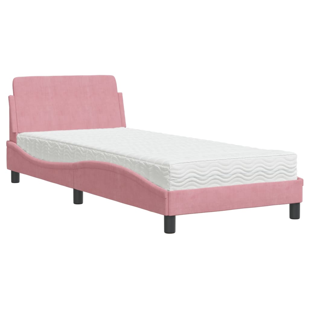 Bed met matras "Dover" fluweel roze 90x190 cm is nu te koop bij PeponiXL, paradijselijk wonen!