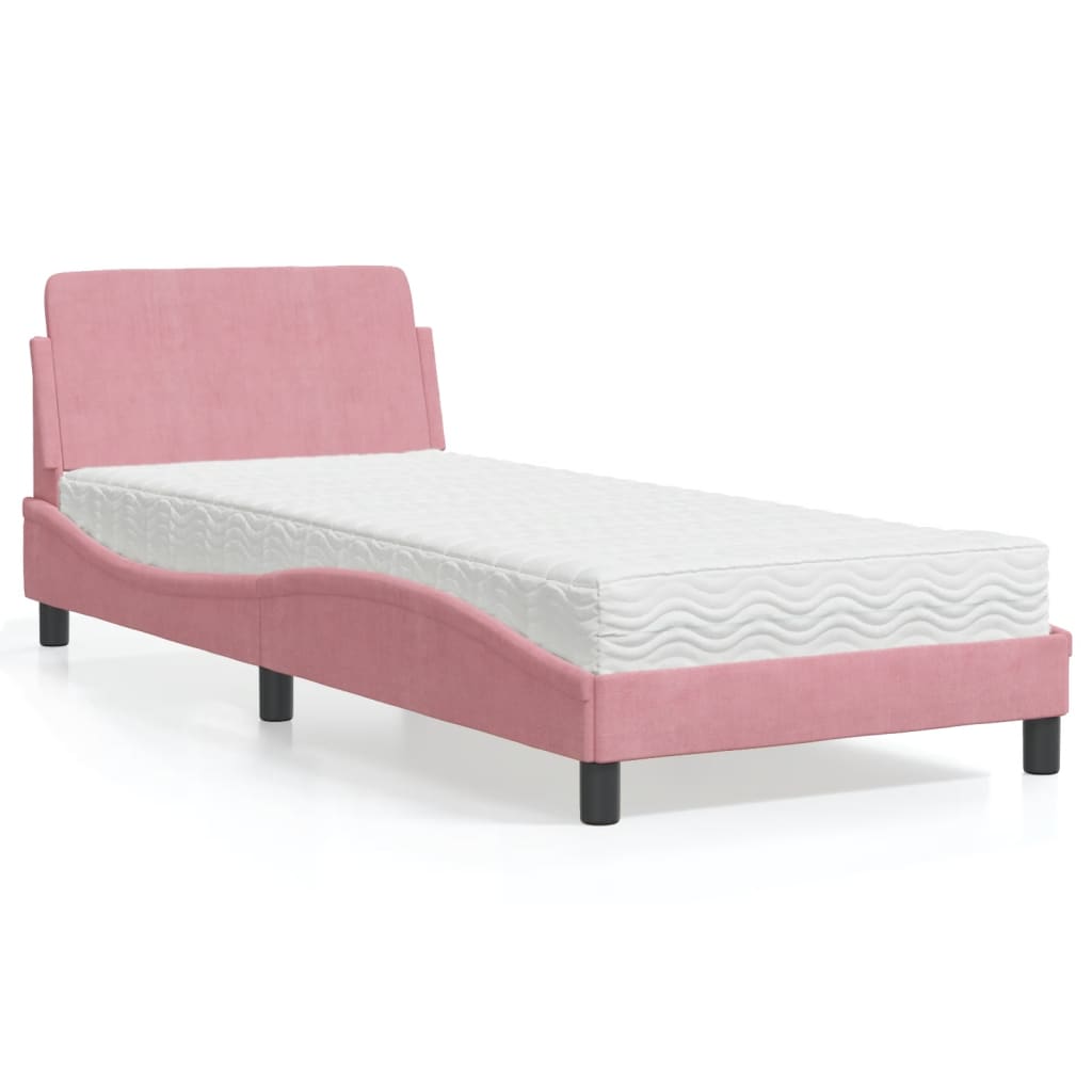 Bed met matras "Dover" fluweel roze 90x190 cm is nu te koop bij PeponiXL, paradijselijk wonen!