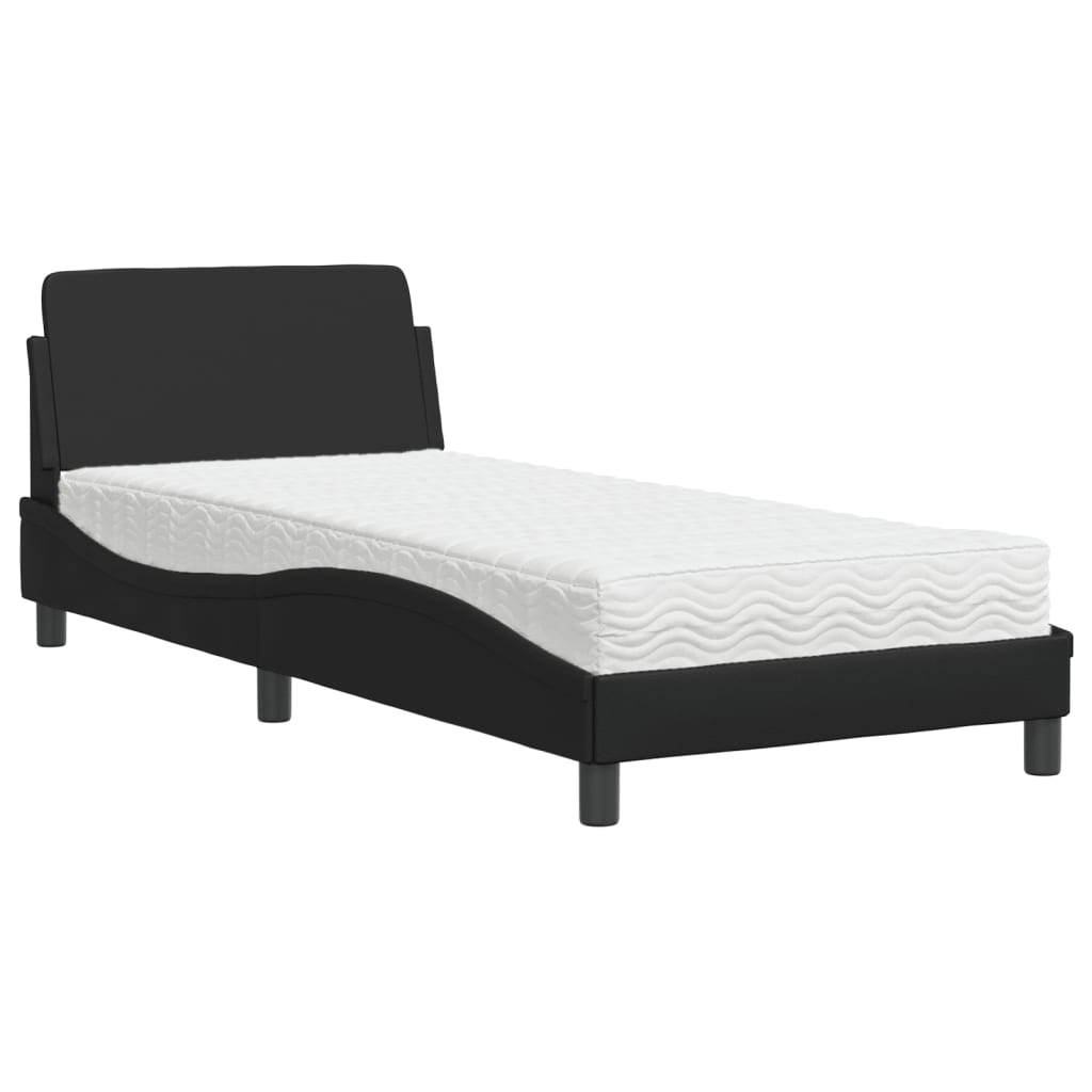 Bed met matras "Dover" kunstleer zwart 90x190 cm is nu te koop bij PeponiXL, paradijselijk wonen!