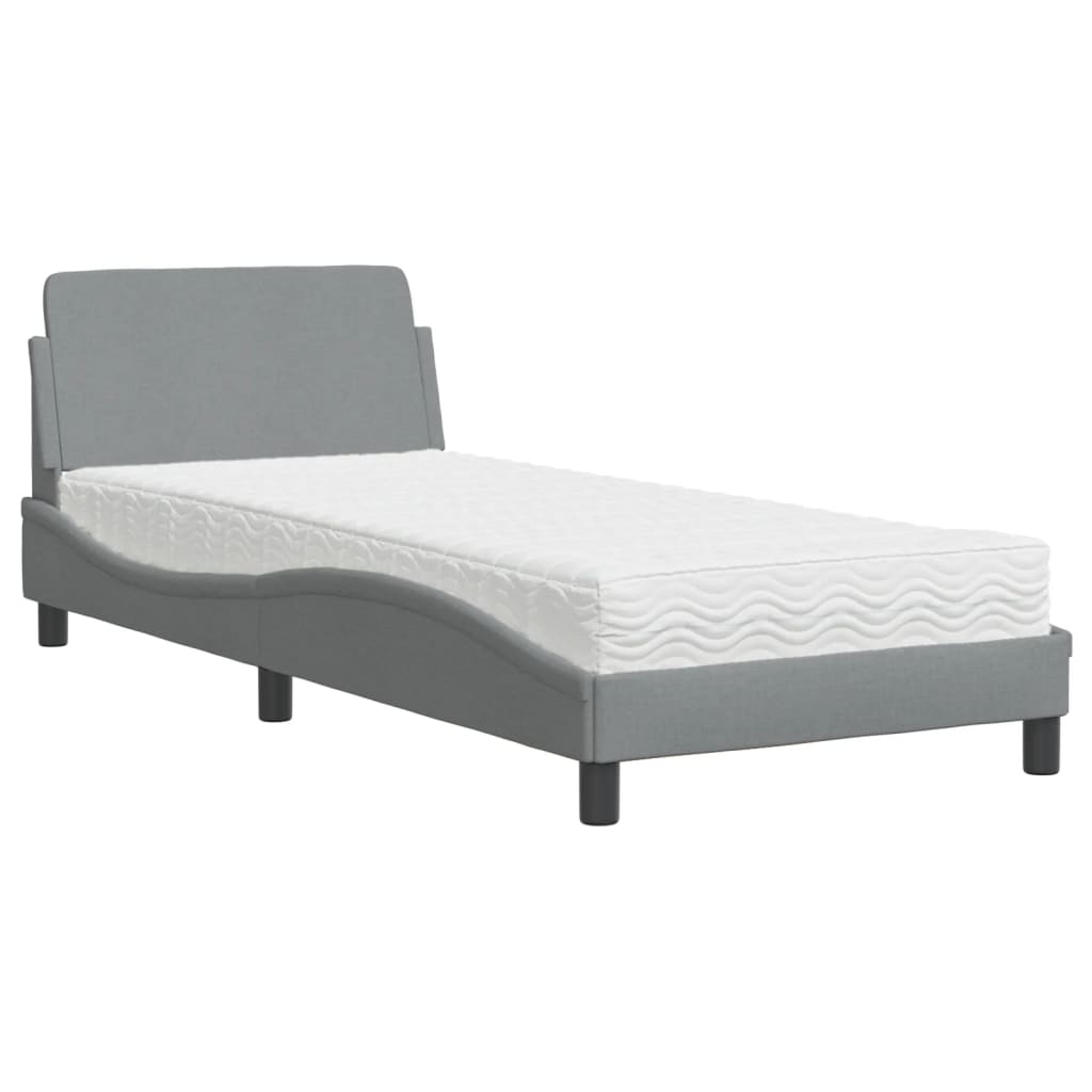 Bed met matras "Dover" stof lichtgrijs 90x200 cm is nu te koop bij PeponiXL, paradijselijk wonen!