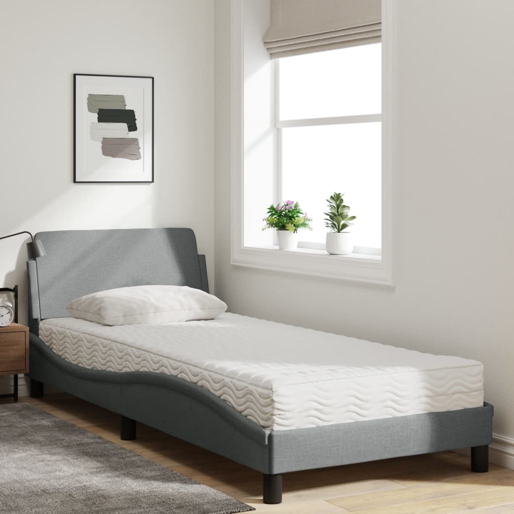 Bed met matras "Dover" stof lichtgrijs 90x200 cm is nu te koop bij PeponiXL, paradijselijk wonen!