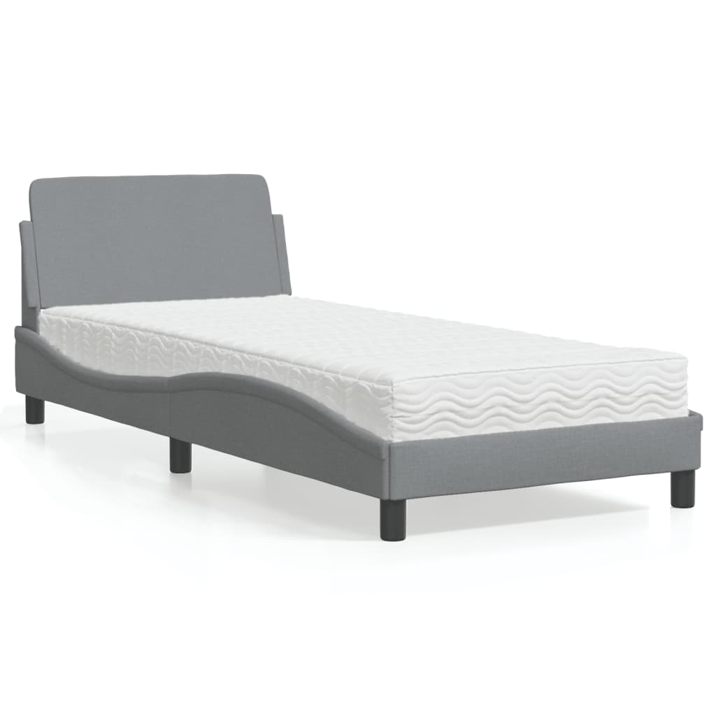 Bed met matras "Dover" stof lichtgrijs 90x200 cm is nu te koop bij PeponiXL, paradijselijk wonen!