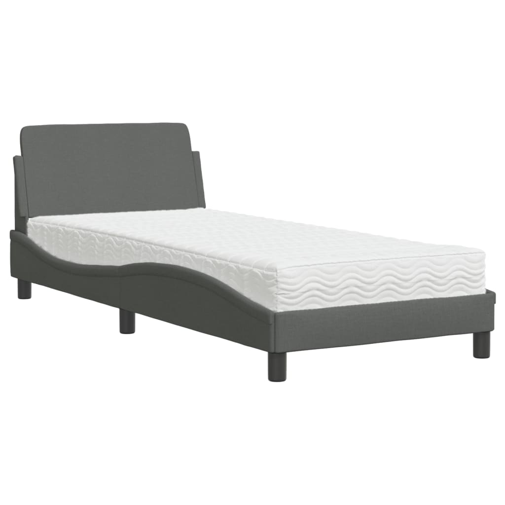 Bed met matras "Dover" stof donkergrijs 90x200 cm is nu te koop bij PeponiXL, paradijselijk wonen!