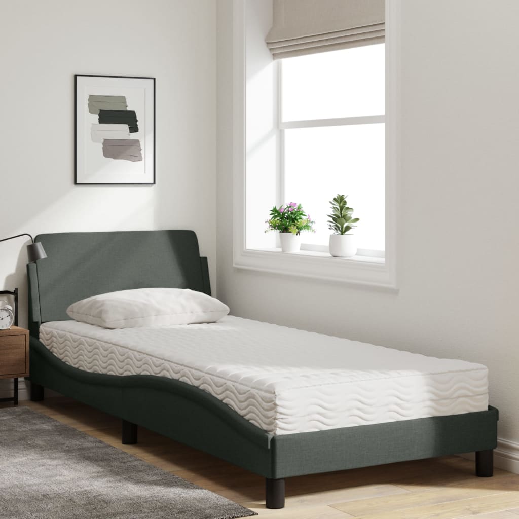 Bed met matras "Dover" stof donkergrijs 90x200 cm is nu te koop bij PeponiXL, paradijselijk wonen!