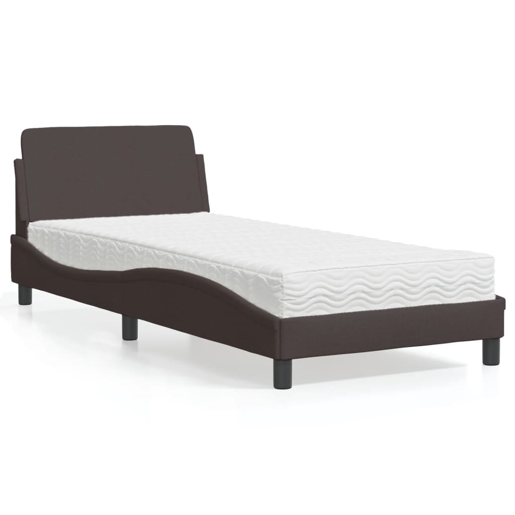 Bed met matras "Dover" stof donkerbruin 90x200 cm is nu te koop bij PeponiXL, paradijselijk wonen!