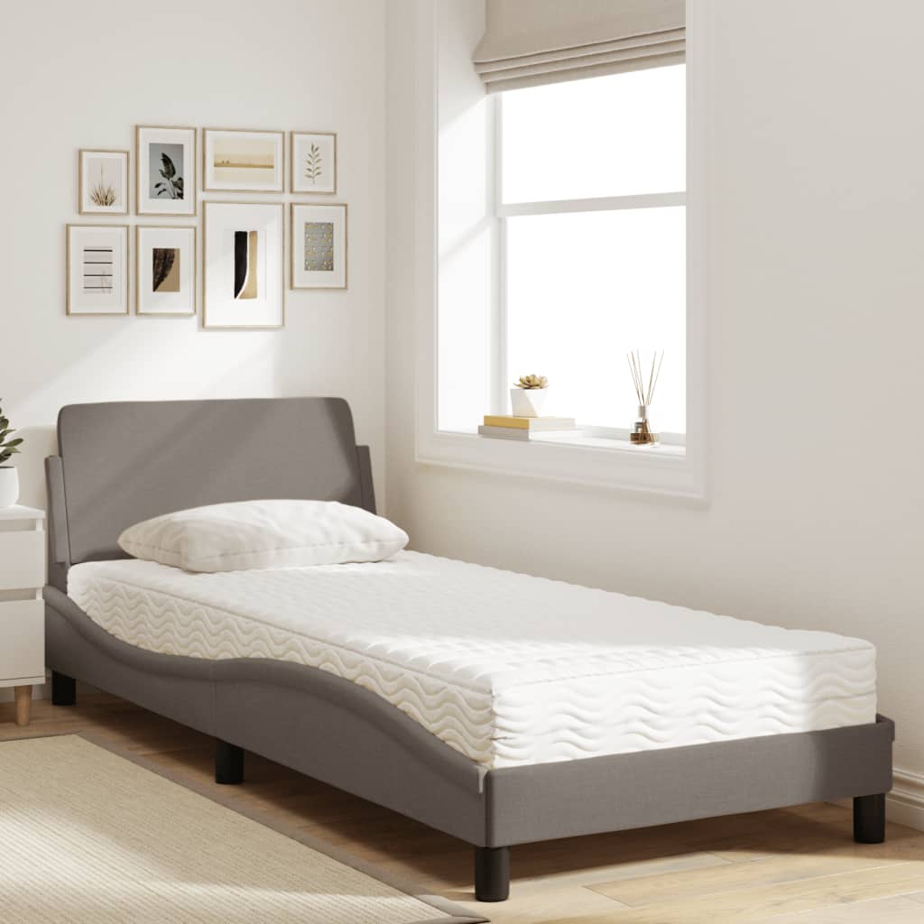 Bed met matras "Dover" stof taupe 90x200 cm is nu te koop bij PeponiXL, paradijselijk wonen!
