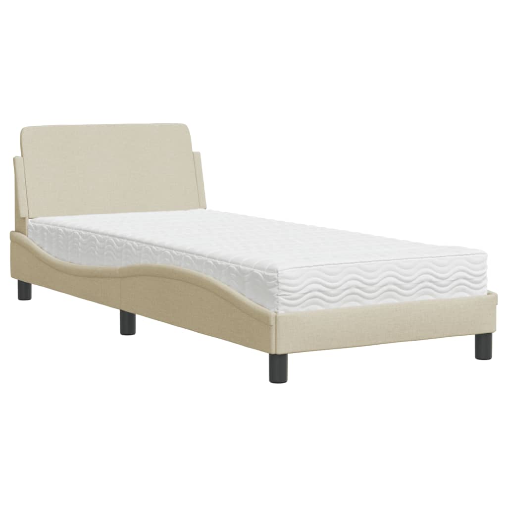 Bed met matras "Dover" stof crèmekleurig 90x200 cm is nu te koop bij PeponiXL, paradijselijk wonen!