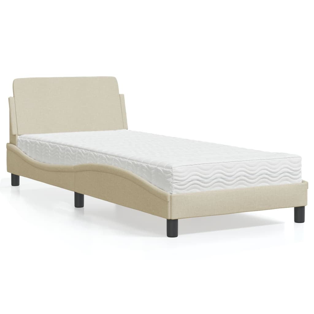 Bed met matras "Dover" stof crèmekleurig 90x200 cm is nu te koop bij PeponiXL, paradijselijk wonen!