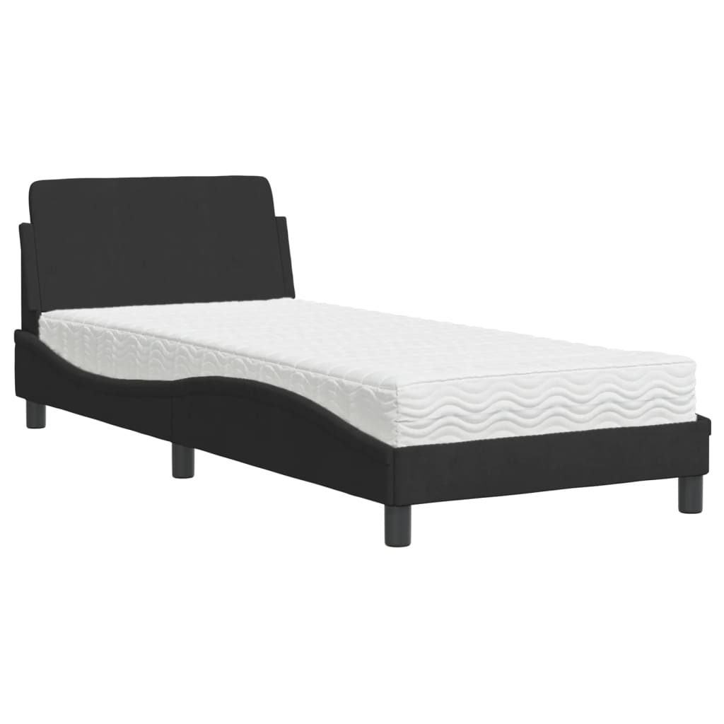Bed met matras "Dover" fluweel zwart 90x200 cm is nu te koop bij PeponiXL, paradijselijk wonen!