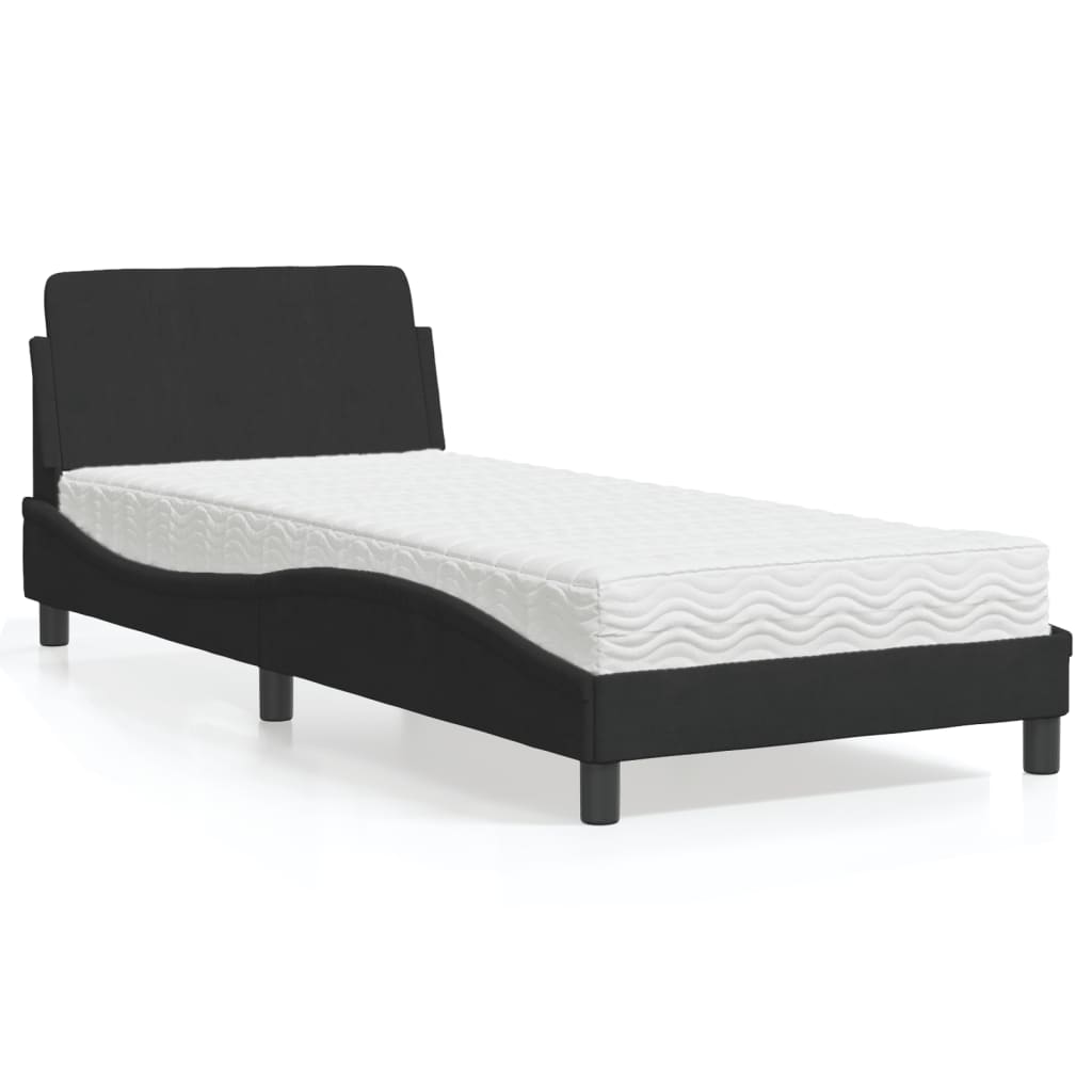 Bed met matras "Dover" fluweel zwart 90x200 cm is nu te koop bij PeponiXL, paradijselijk wonen!