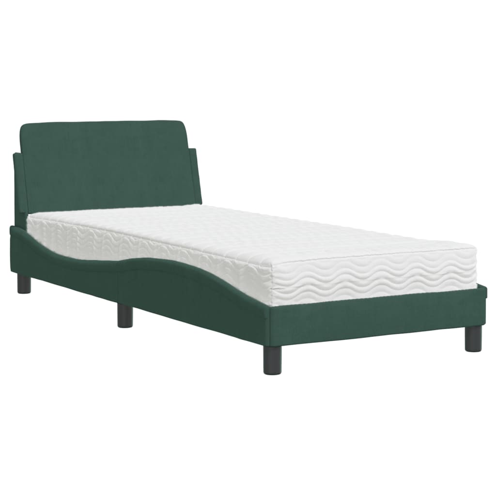 Bed met matras "Dover" fluweel donkergroen 90x200 cm is nu te koop bij PeponiXL, paradijselijk wonen!