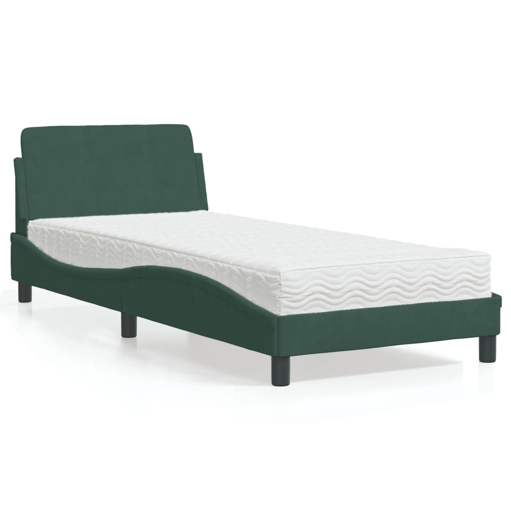 Bed met matras "Dover" fluweel donkergroen 90x200 cm is nu te koop bij PeponiXL, paradijselijk wonen!