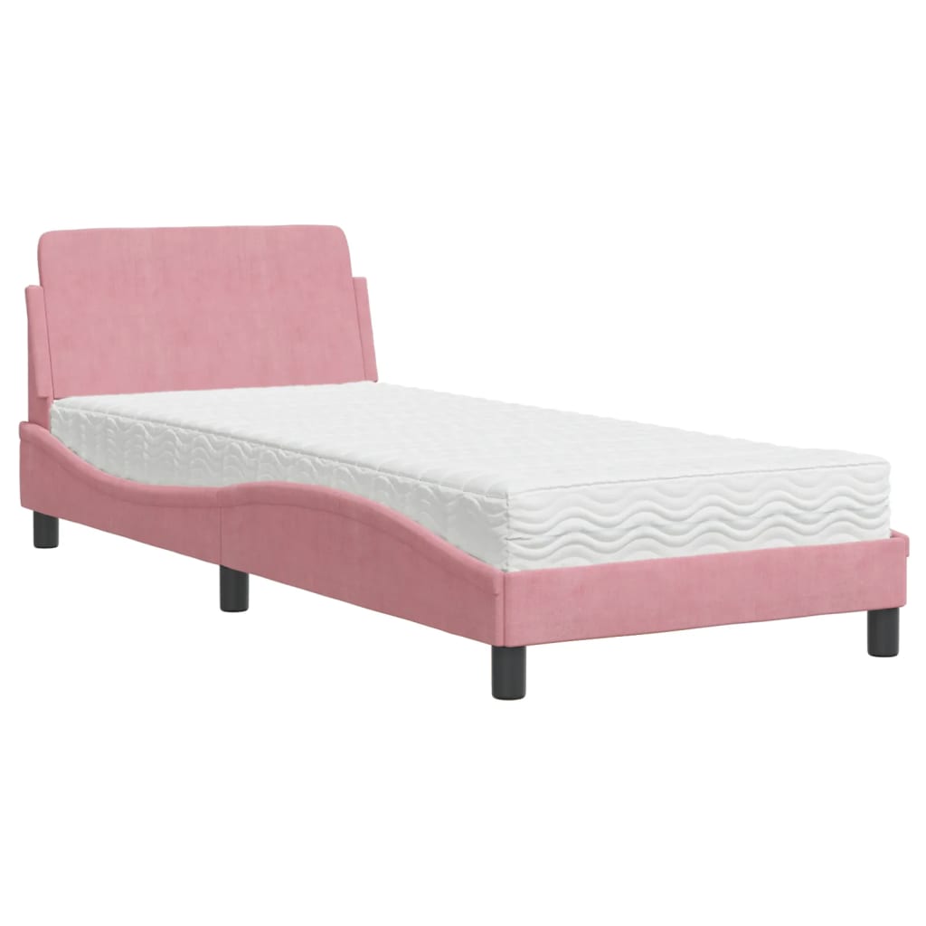 Bed met matras "Dover" fluweel roze 90x200 cm is nu te koop bij PeponiXL, paradijselijk wonen!