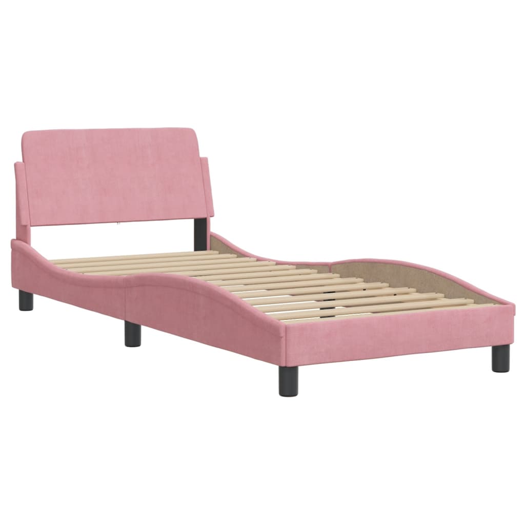 Bed met matras "Dover" fluweel roze 90x200 cm is nu te koop bij PeponiXL, paradijselijk wonen!