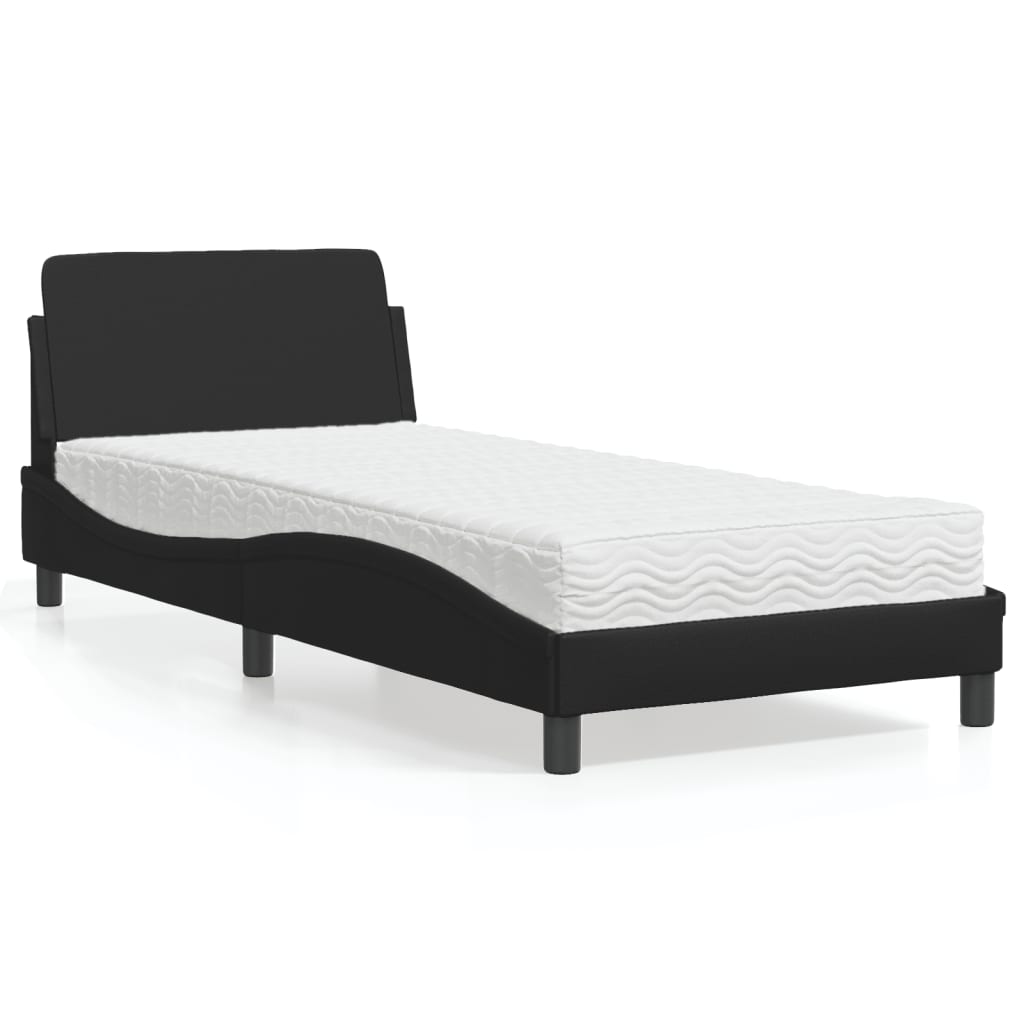 Bed met matras "Dover" kunstleer zwart 90x200 cm is nu te koop bij PeponiXL, paradijselijk wonen!