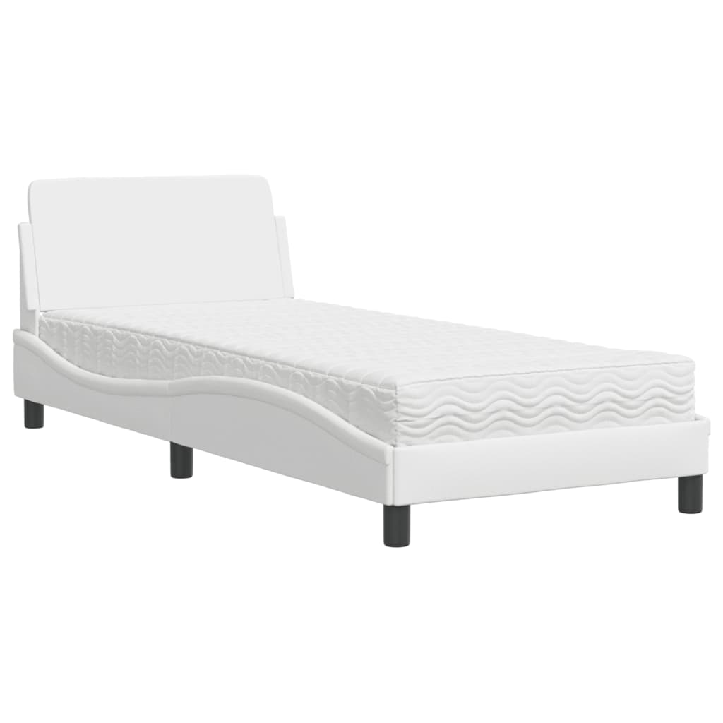 Bed met matras "Dover" kunstleer wit 90x200 cm is nu te koop bij PeponiXL, paradijselijk wonen!