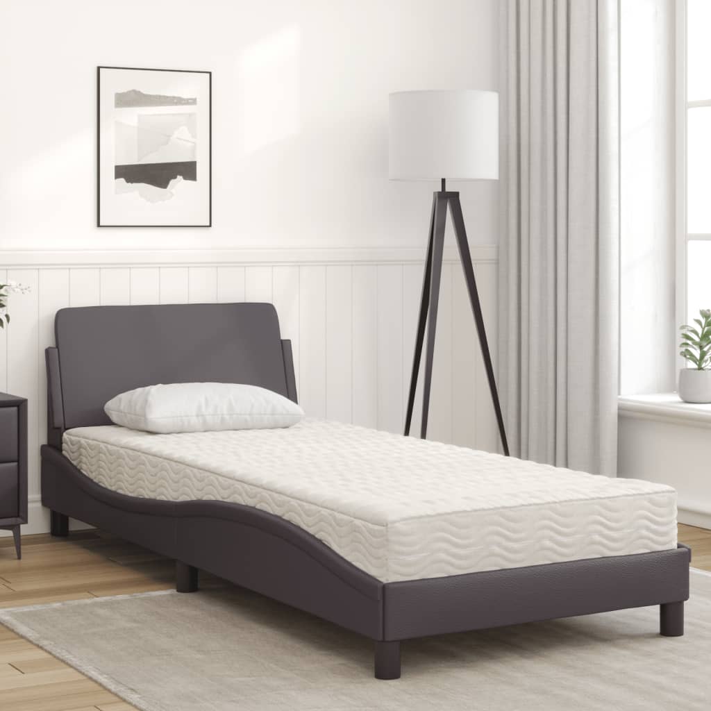 Bed met matras "Dover" kunstleer grijs 90x200 cm is nu te koop bij PeponiXL, paradijselijk wonen!