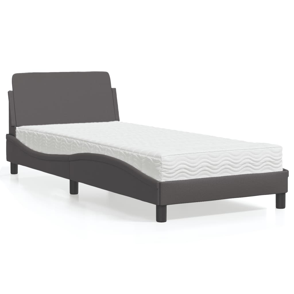 Bed met matras "Dover" kunstleer grijs 90x200 cm is nu te koop bij PeponiXL, paradijselijk wonen!
