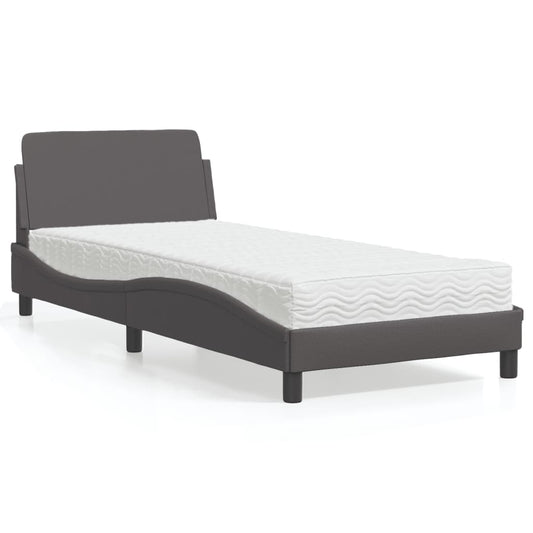 Bed met matras "Dover" kunstleer grijs 90x200 cm is nu te koop bij PeponiXL, paradijselijk wonen!