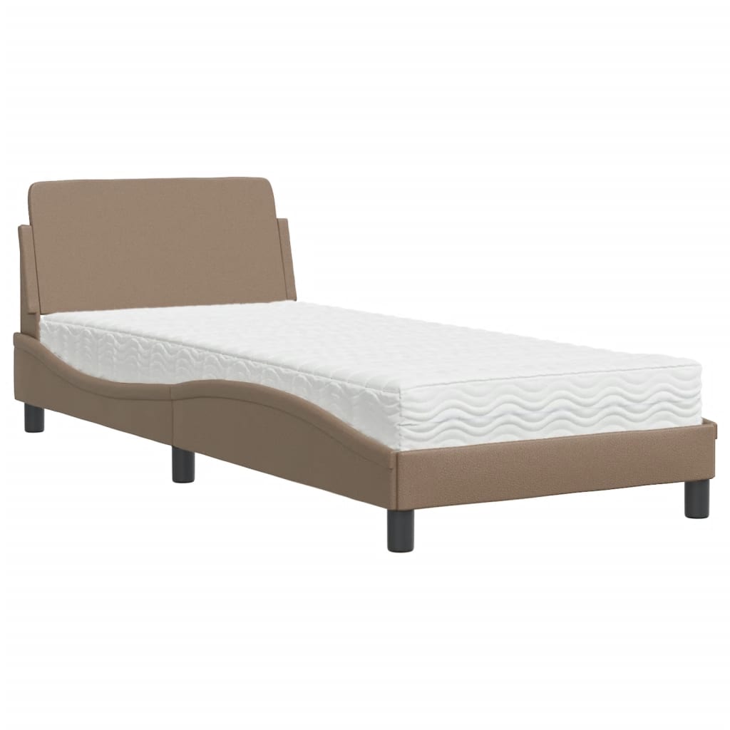 Bed met matras "Dover" kunstleer cappuccinokleurig 90x200 cm is nu te koop bij PeponiXL, paradijselijk wonen!