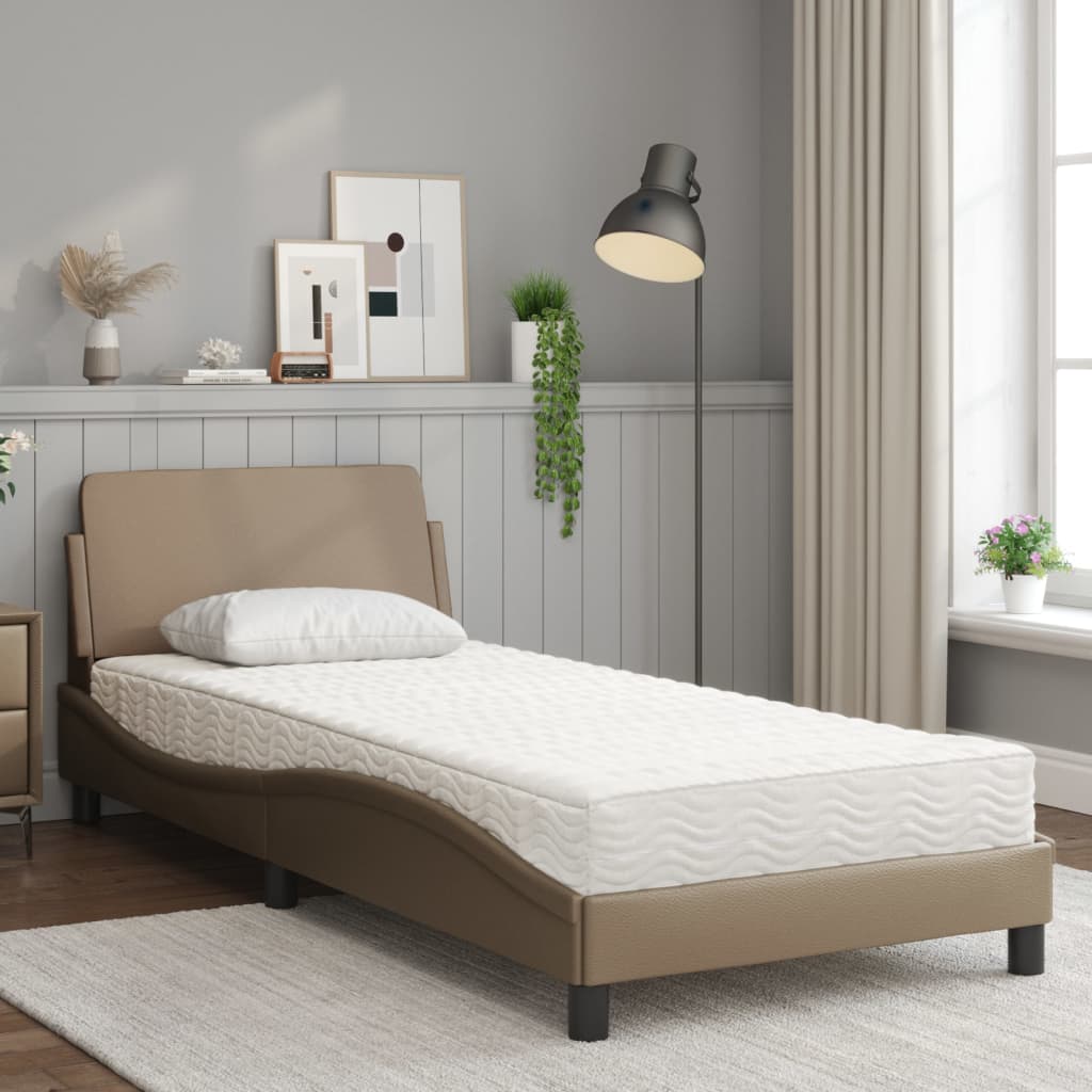 Bed met matras "Dover" kunstleer cappuccinokleurig 90x200 cm is nu te koop bij PeponiXL, paradijselijk wonen!