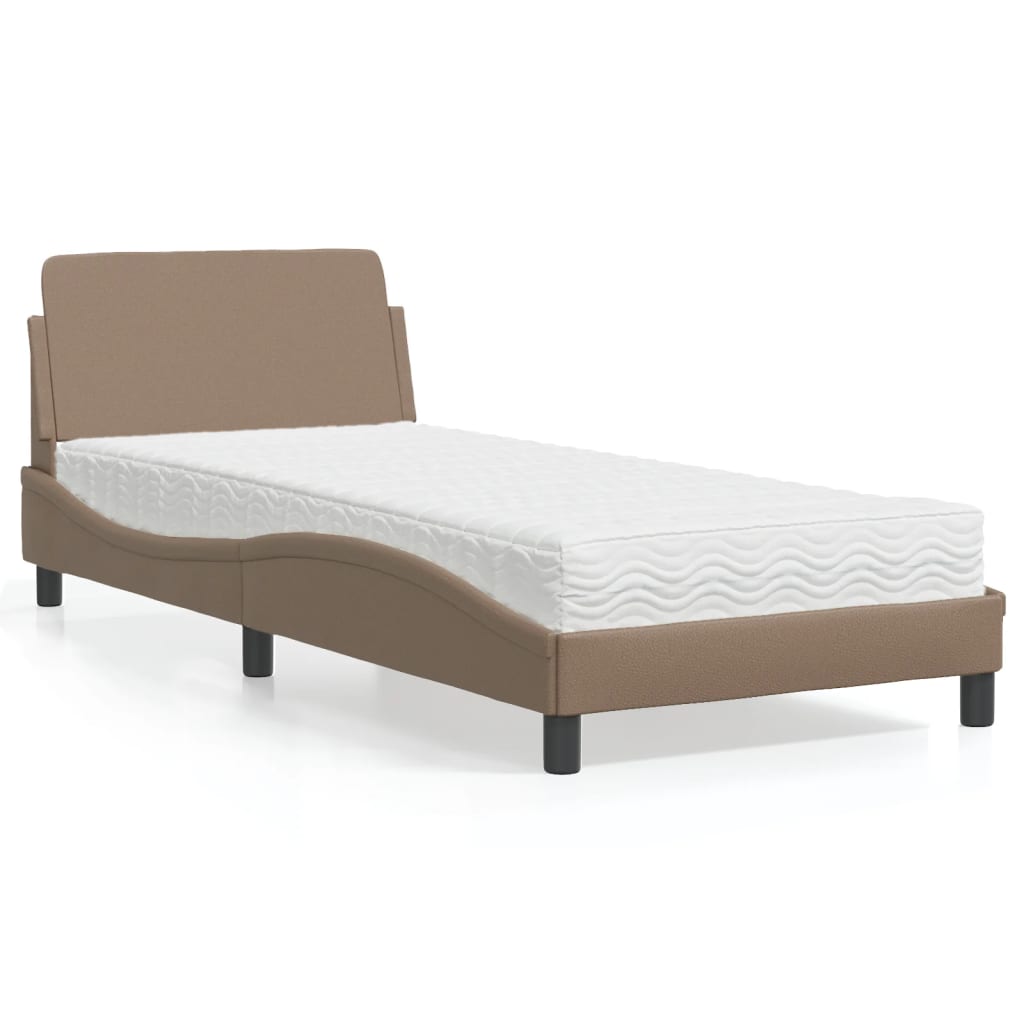Bed met matras "Dover" kunstleer cappuccinokleurig 90x200 cm is nu te koop bij PeponiXL, paradijselijk wonen!