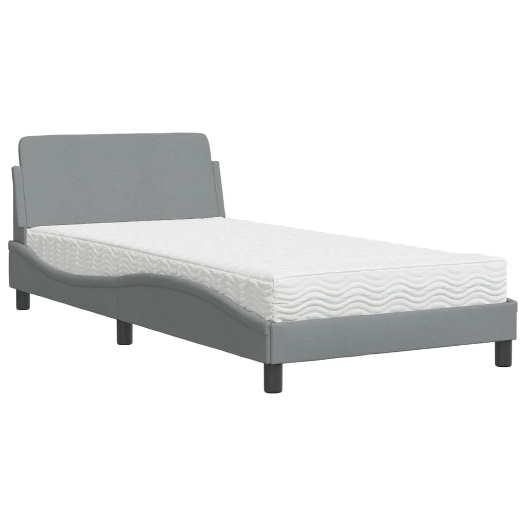 Bed met matras "Dover" stof lichtgrijs 100x200 cm is nu te koop bij PeponiXL, paradijselijk wonen!