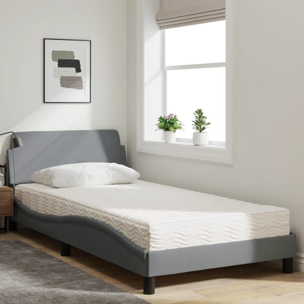 Bed met matras "Dover" stof lichtgrijs 100x200 cm is nu te koop bij PeponiXL, paradijselijk wonen!