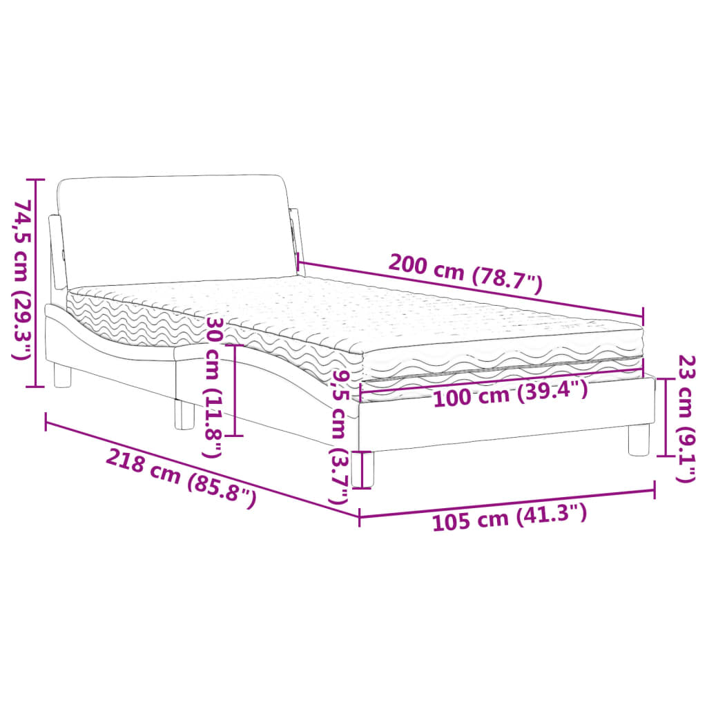 Bed met matras "Dover" stof lichtgrijs 100x200 cm is nu te koop bij PeponiXL, paradijselijk wonen!