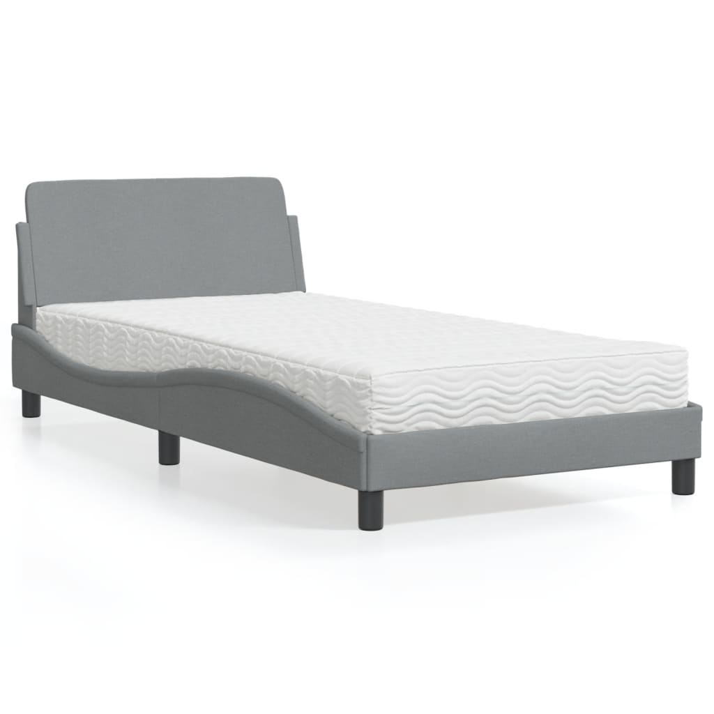 Bed met matras "Dover" stof lichtgrijs 100x200 cm is nu te koop bij PeponiXL, paradijselijk wonen!
