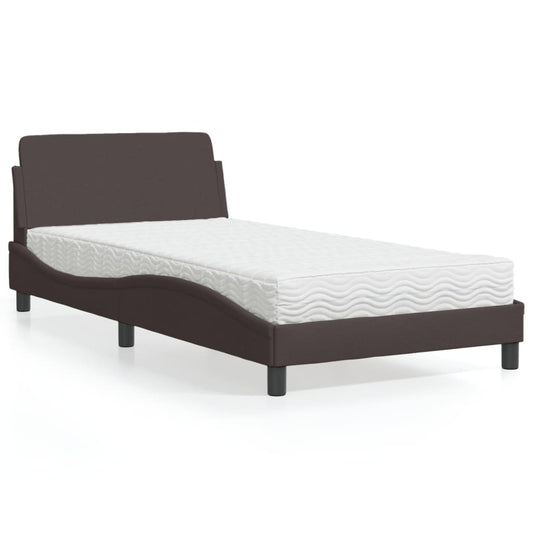 Bed met matras "Dover" stof donkerbruin 100x200 cm is nu te koop bij PeponiXL, paradijselijk wonen!