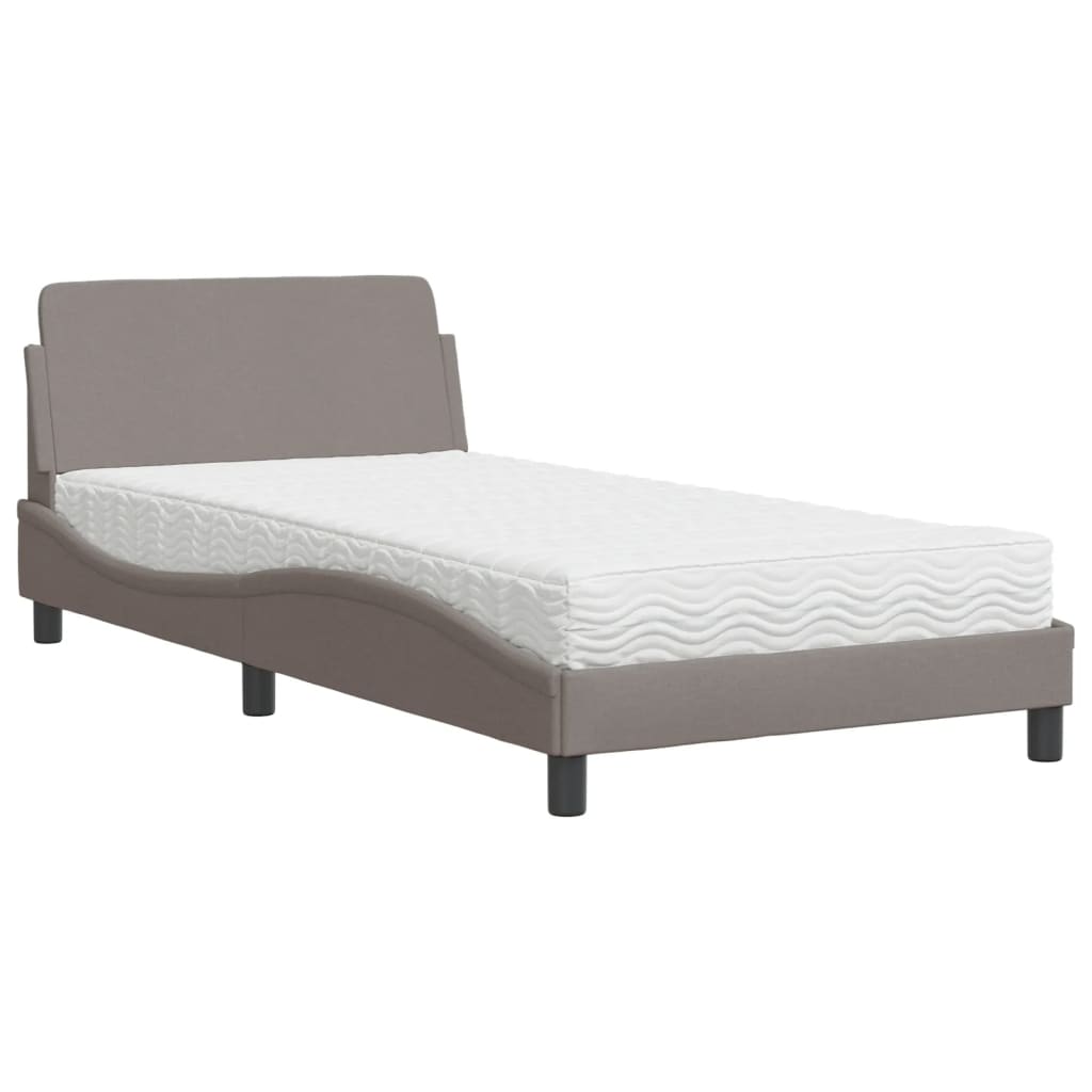 Bed met matras "Dover" stof taupe 100x200 cm is nu te koop bij PeponiXL, paradijselijk wonen!