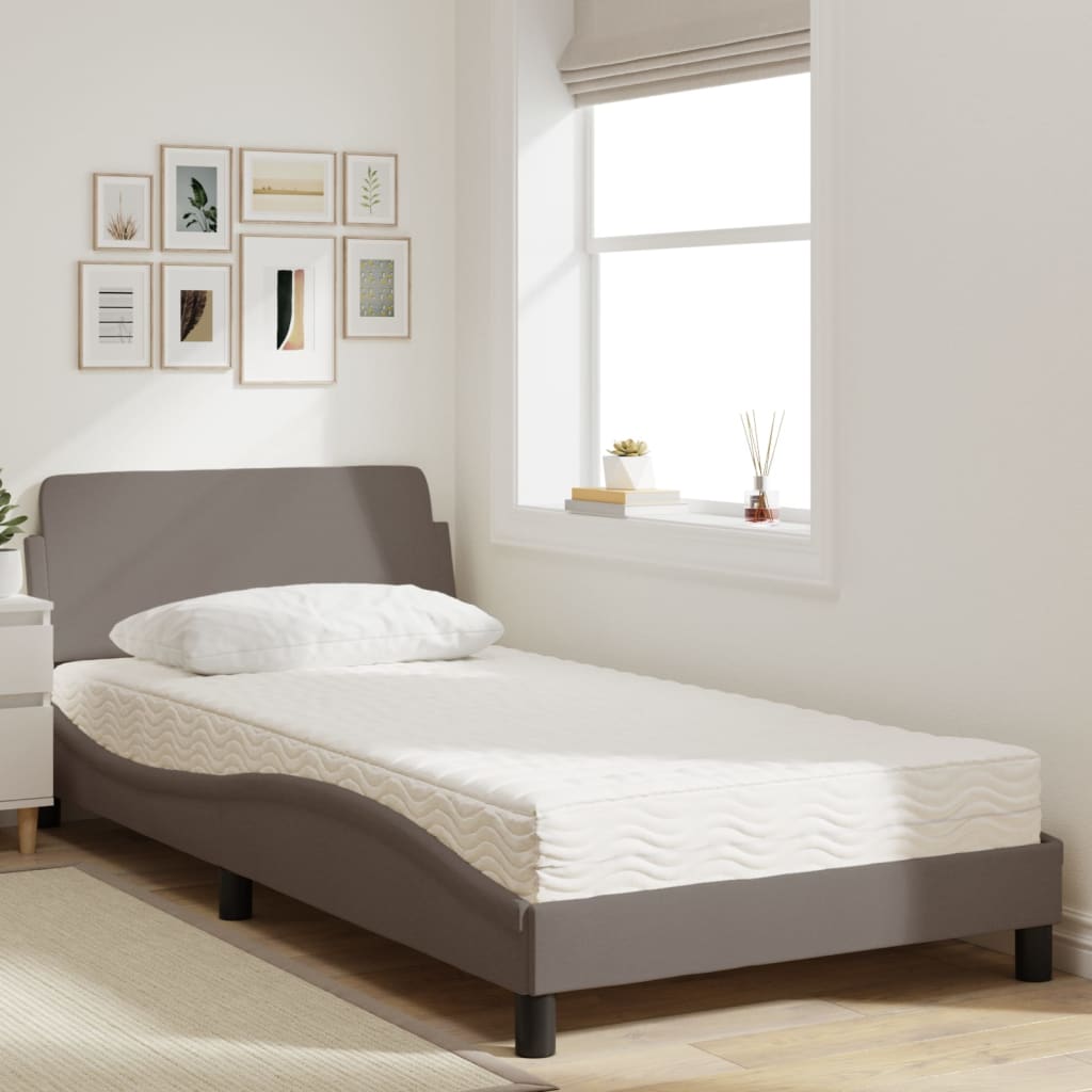 Bed met matras "Dover" stof taupe 100x200 cm is nu te koop bij PeponiXL, paradijselijk wonen!