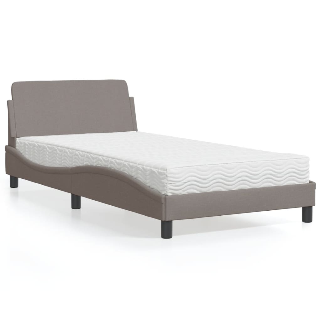 Bed met matras "Dover" stof taupe 100x200 cm is nu te koop bij PeponiXL, paradijselijk wonen!