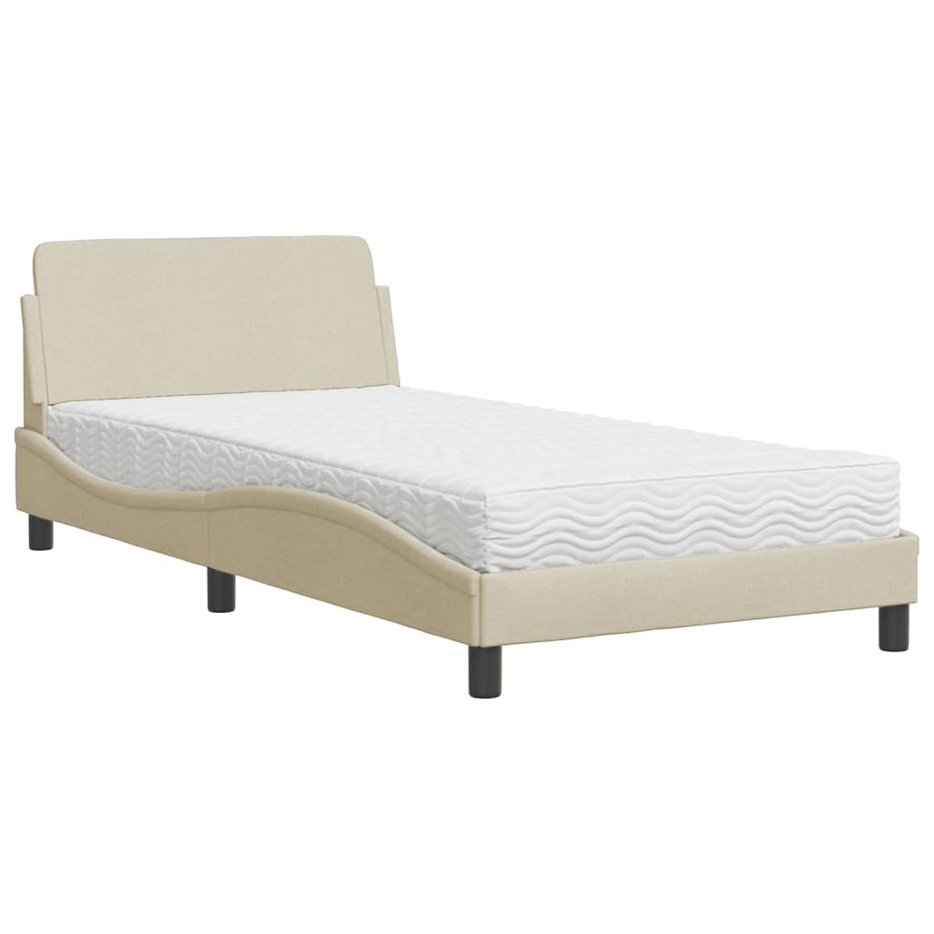 Bed met matras "Dover" stof crèmekleurig 100x200 cm is nu te koop bij PeponiXL, paradijselijk wonen!