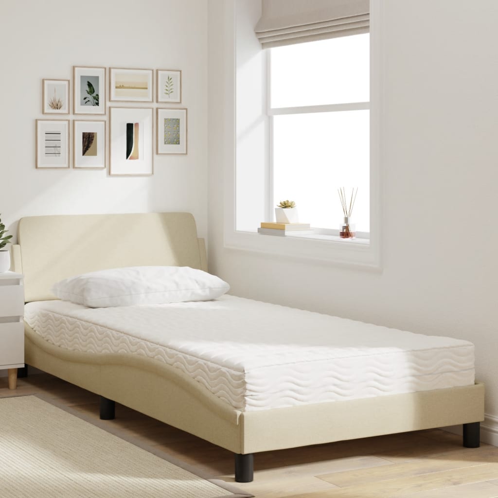 Bed met matras "Dover" stof crèmekleurig 100x200 cm is nu te koop bij PeponiXL, paradijselijk wonen!