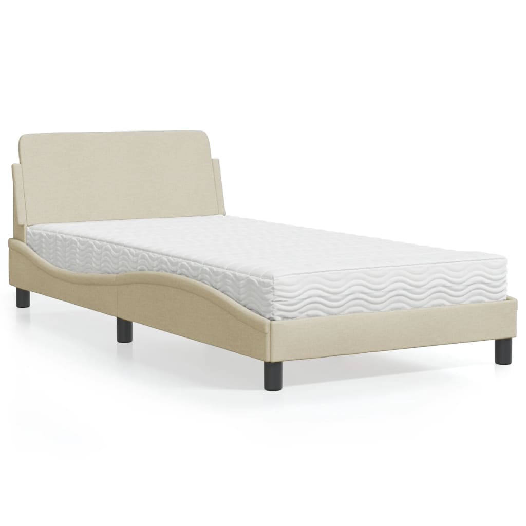 Bed met matras "Dover" stof crèmekleurig 100x200 cm is nu te koop bij PeponiXL, paradijselijk wonen!