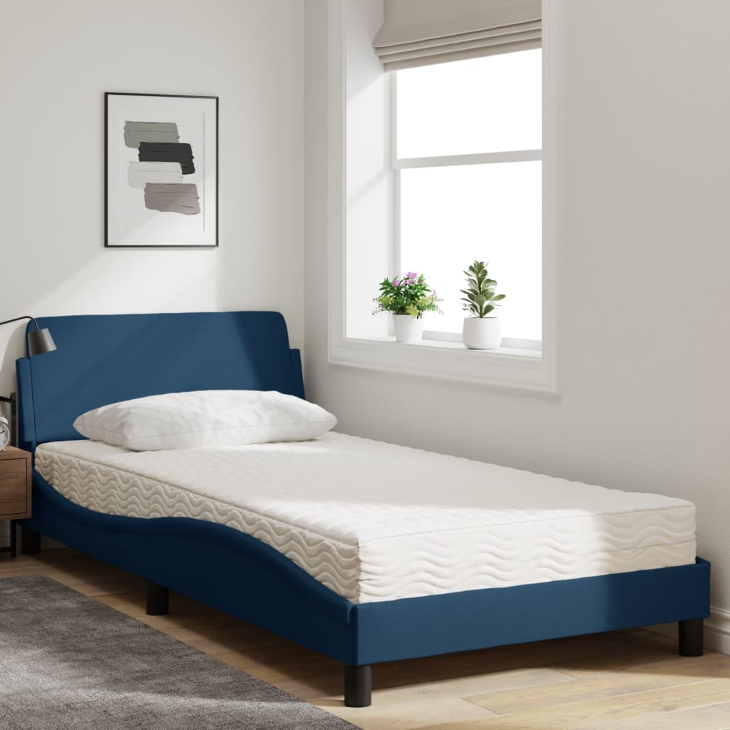 Bed met matras "Dover" stof blauw 100x200 cm is nu te koop bij PeponiXL, paradijselijk wonen!