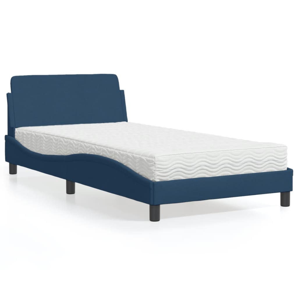 Bed met matras "Dover" stof blauw 100x200 cm is nu te koop bij PeponiXL, paradijselijk wonen!