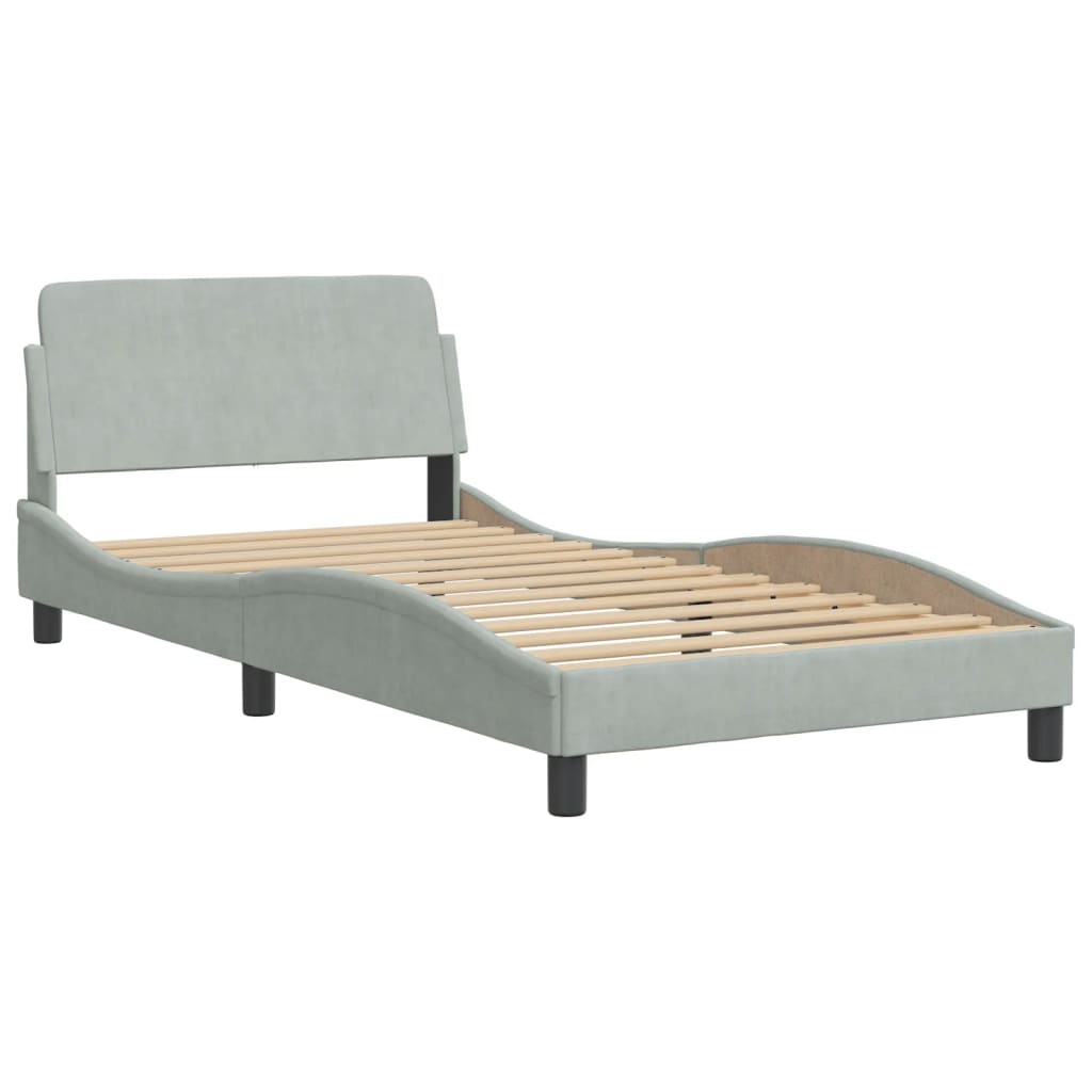 Bed met matras "Dover" fluweel lichtgrijs 100x200 cm is nu te koop bij PeponiXL, paradijselijk wonen!