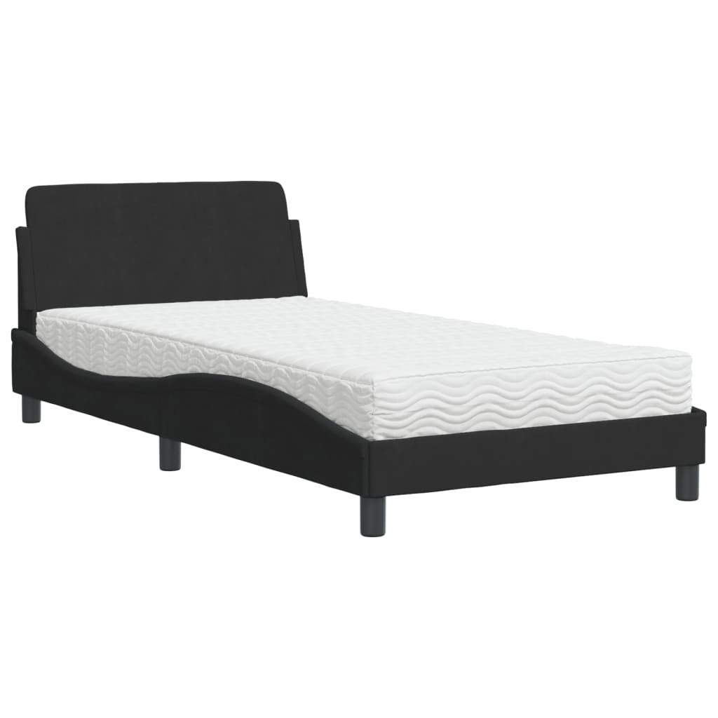 Bed met matras "Dover" fluweel zwart 100x200 cm is nu te koop bij PeponiXL, paradijselijk wonen!